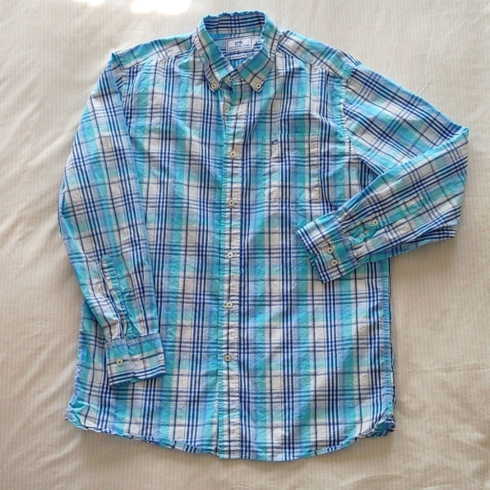 Southern Tide mens M classic fit lightweight plaid button down